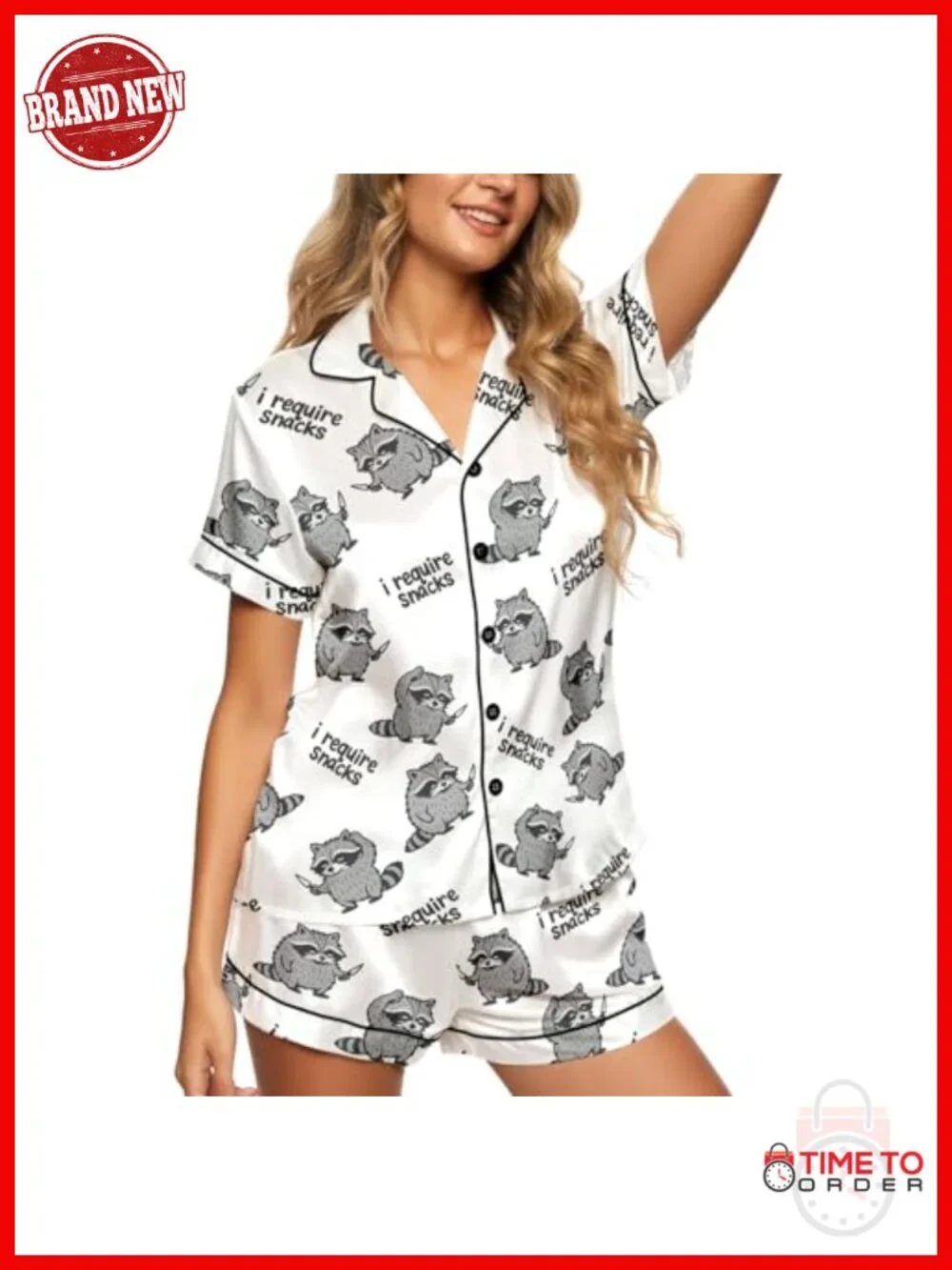 Silky Satin Pajama Set Button Down Shorts Summer Sleepwear